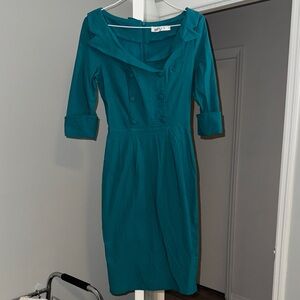 Chic Teal Long Sleeve Dress